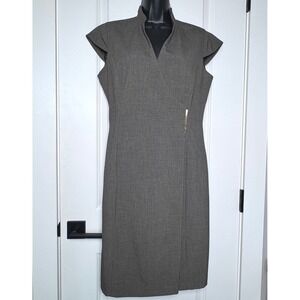 Calvin Klein Womens Grey Green Cap Sleeve Sheath Wrap Dress Size 8 CD1X5PZ4